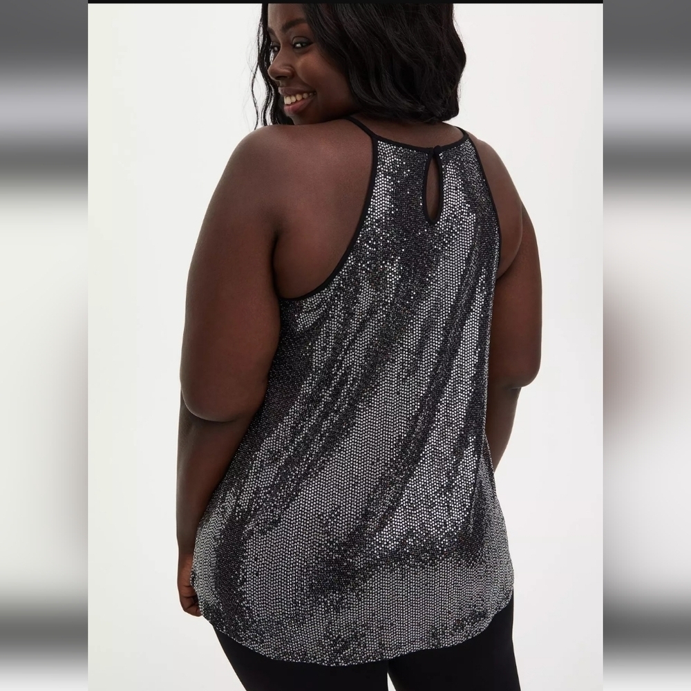 Torrid Sequin High Neck Tank, Plus Size 1 - Picture 3 of 7